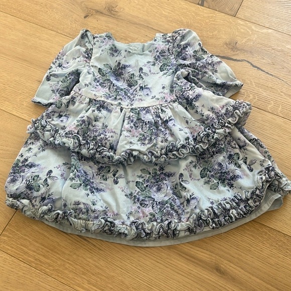 Janie and Jack Floral Puff Sleeve Ruffle Dress 3 Roses - Picture 4 of 6